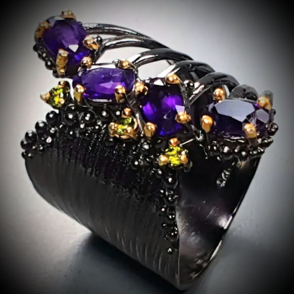 Genuine amethyst 925 sterling silver ring sz 7.5 nwot